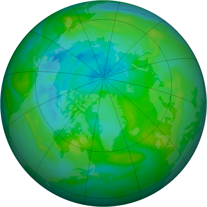 Arctic ozone map for 16 August 1999
